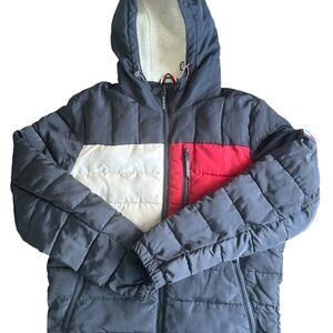 Colorblock Puffer Jacket with Hood